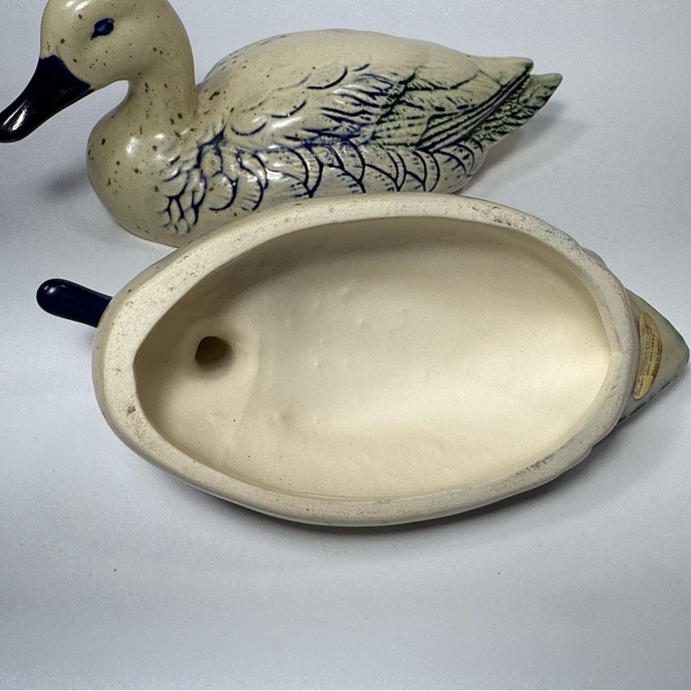 Pair of Laurentian pottery ducks made in Canada blue cream glaze B2 - Picture 6 of 8